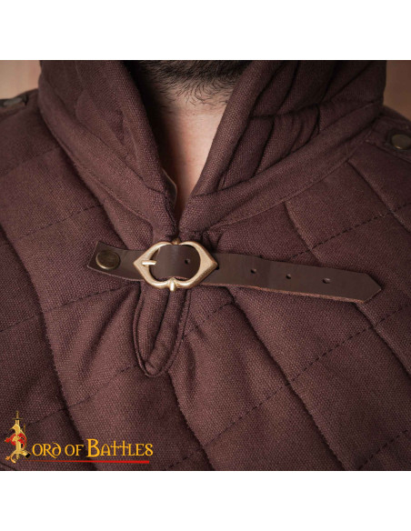 Padded Medieval Gorget in Cotton, Brown