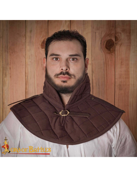 Padded Medieval Gorget in Cotton, Brown