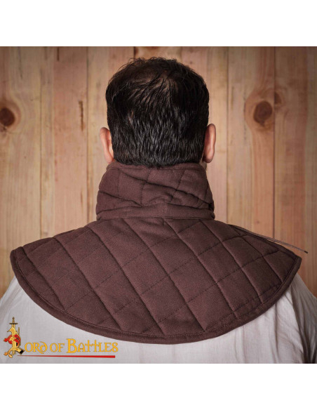 Padded Medieval Gorget in Cotton, Brown