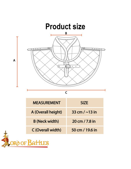 Padded Medieval Gorget in Cotton, Brown
