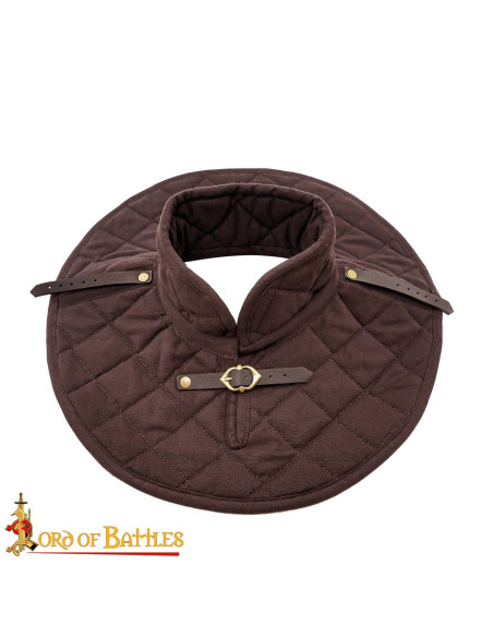 Padded Medieval Gorget in Cotton, Brown
