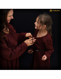 Medieval Dress for Girls - Maiden Model, Brown Color 2