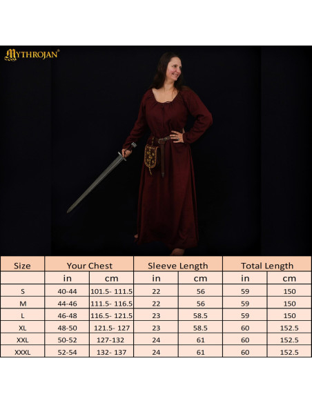 Long Medieval Dress Model Maiden, Brown