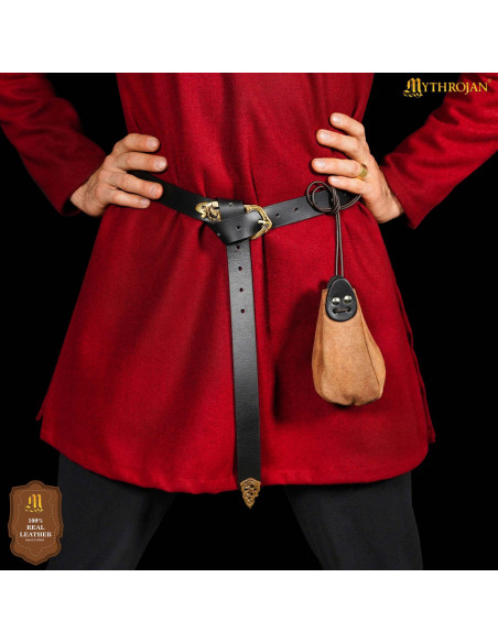 Beige Suede Pouch with Drawstring