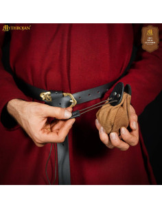 Beige Suede Pouch with Drawstring 2