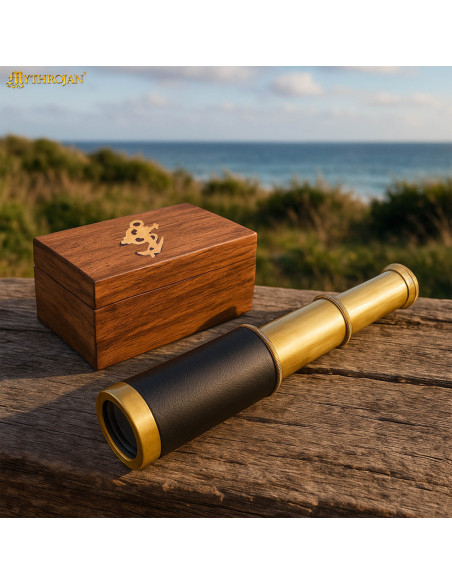 Pirate Spyglass in Brass with Wooden...