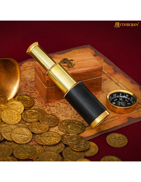 Pirate Spyglass in Brass with Wooden...