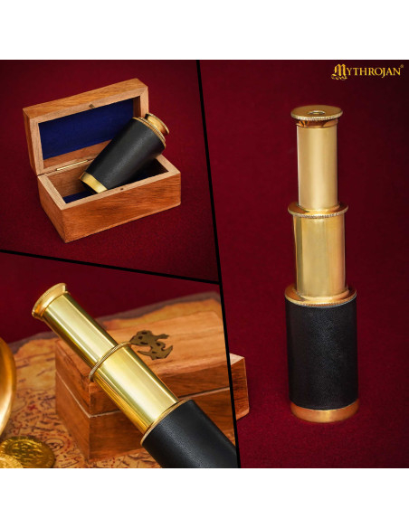 Pirate Spyglass in Brass with Wooden...