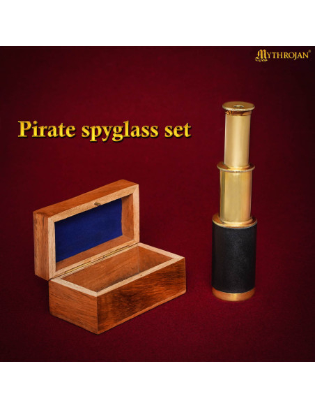 Pirate Spyglass in Brass with Wooden...