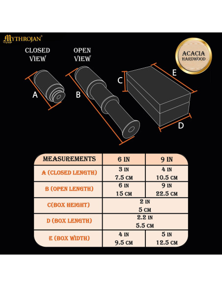 Pirate Spyglass in Brass with Wooden...