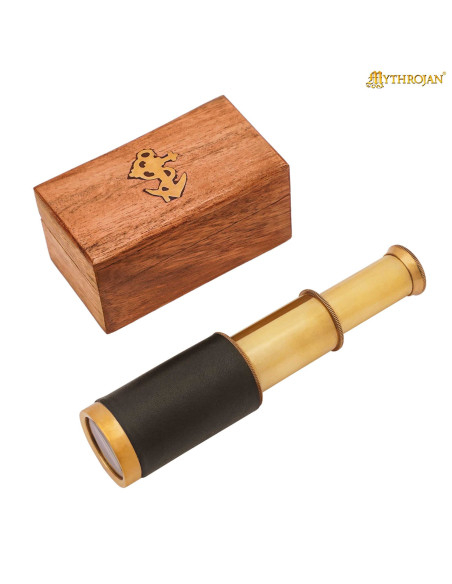Pirate Spyglass in Brass with Wooden...
