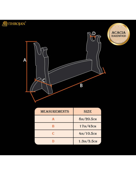 Desktop Sword Stand in Solid Acacia...