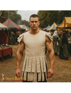 Padded Roman Vest in Natural White Cotton