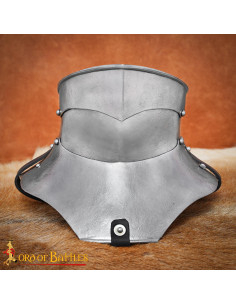 Medieval steel gorget with movable bevor (18 g.)
