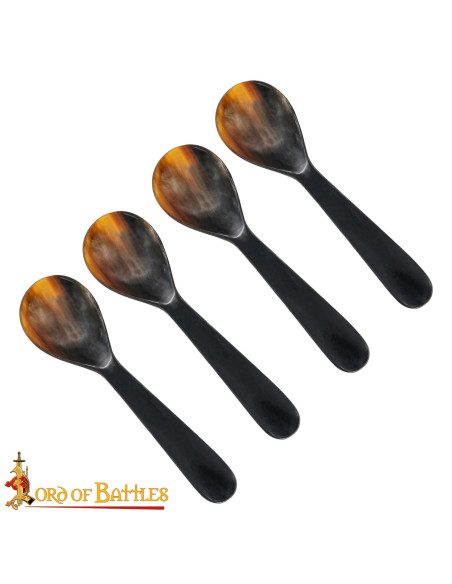 Set of 4 Medieval Spoons in Natural Horn