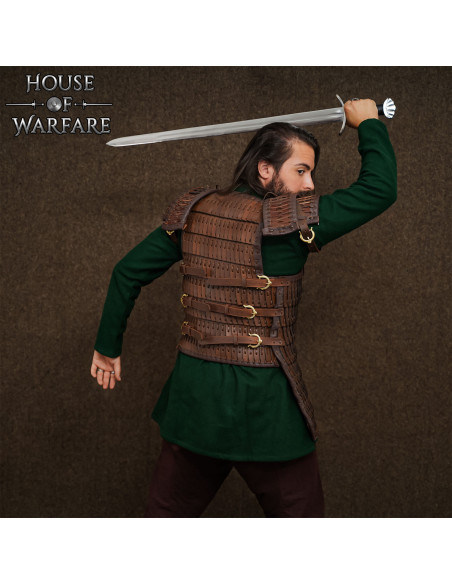 Brown Leather Lamellar Viking Armor...
