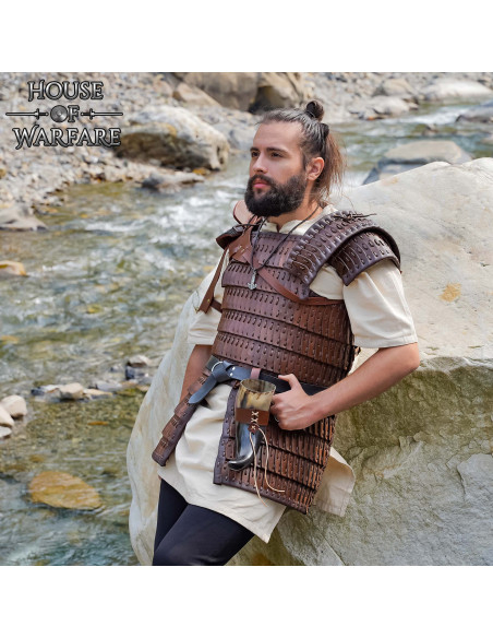 Brown Leather Lamellar Viking Armor...
