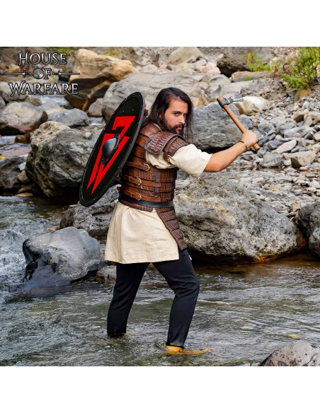 Brown Leather Lamellar Viking Armor...