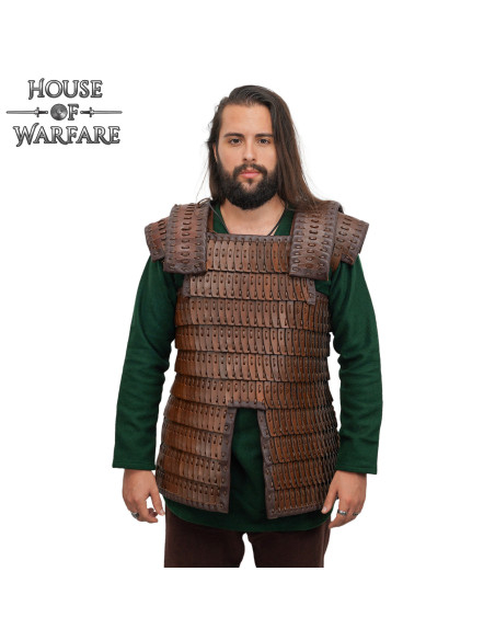 Brown Leather Lamellar Viking Armor...