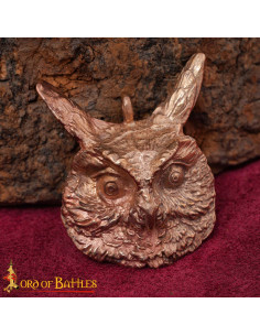 Medieval Owl Pendant in Polished Bronze