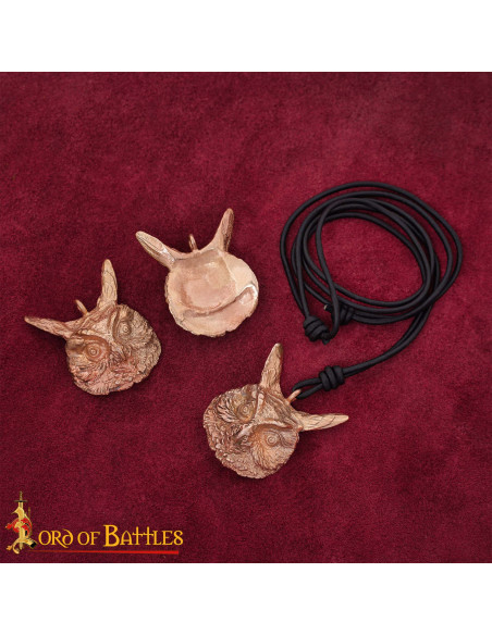 Medieval Owl Pendant in Polished Bronze