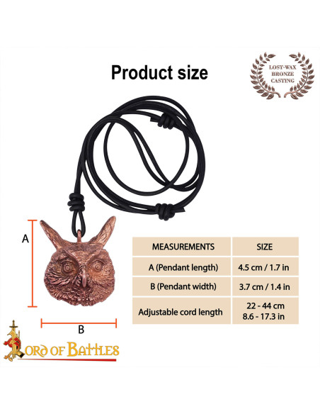 Medieval Owl Pendant in Polished Bronze