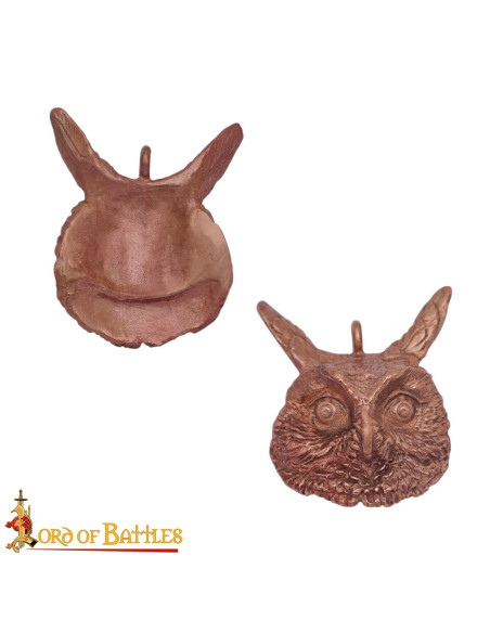 Medieval Owl Pendant in Polished Bronze