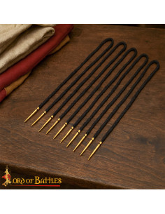 Set of 5 Medieval Cotton Cords with Brass Ends 2