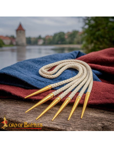 Set of 5 Medieval Cords, Natural White Cotton with Brass...