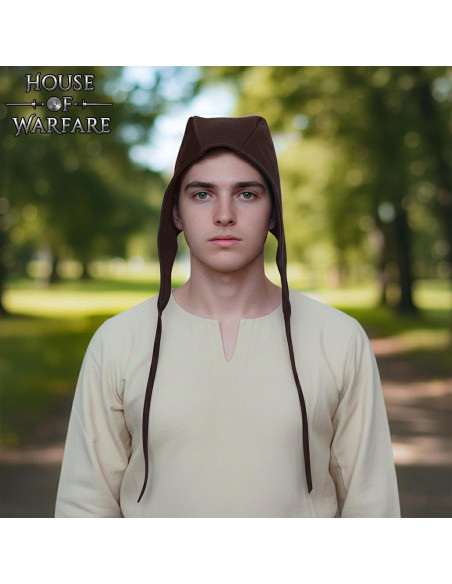 Medieval Peasant Crescent Cap in Dark...