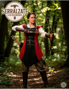 Medieval Warrior Dress Ingrid in Red and Black Leather