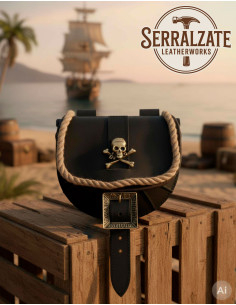 Black Pirate Bag with Skull for Belt
