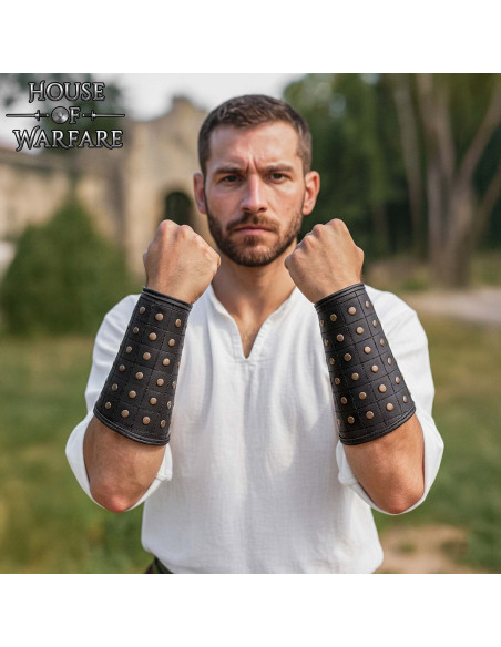 Medieval Leather Bracelets in Black...