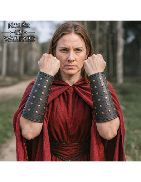 Medieval Leather Bracelets in Black...