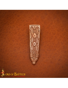 Viking Belt Tip with Knot Design, Polished Bronze