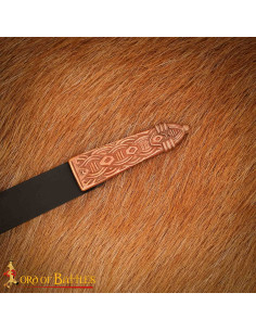 Viking Belt Tip with Knot Design, Polished Bronze 2