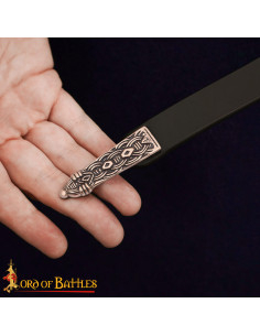 Viking Belt Tip with Knot Design, Aged Bronze 2