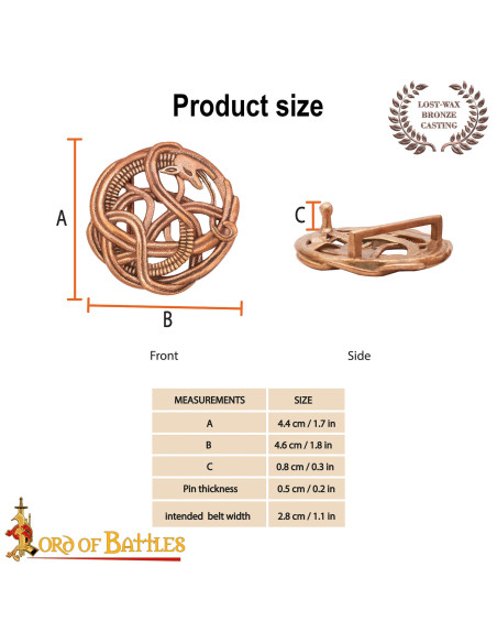 Viking Snake Belt Buckle in Antique...