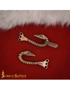 Celtic Cloak Clasp Model Ravens in Aged Bronze 2