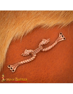 Viking Cloak Fastener with Wolf Design, in Bronze