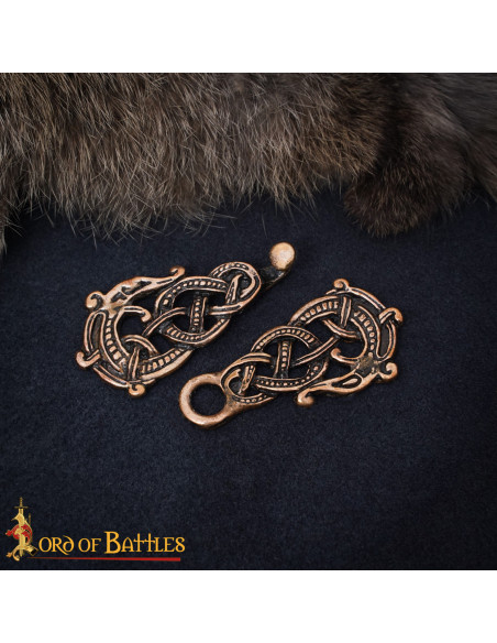 Viking Cloak Fastener in Aged Bronze