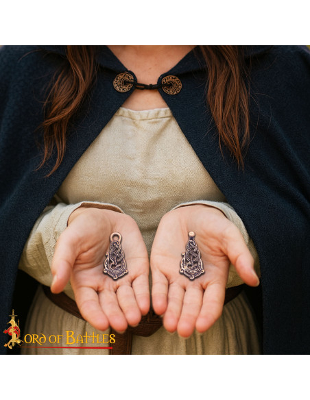 Viking Cloak Fastener in Aged Bronze