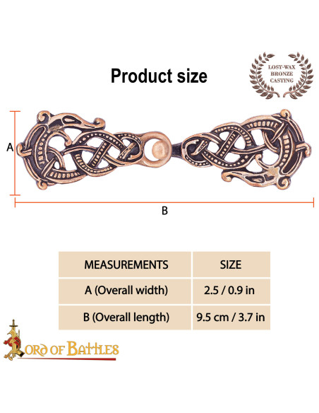 Viking Cloak Fastener in Aged Bronze