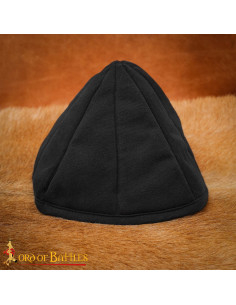 Medieval Padded Hat in Black Cotton