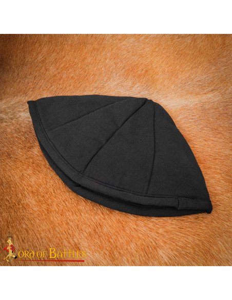 Medieval Padded Hat in Black Cotton