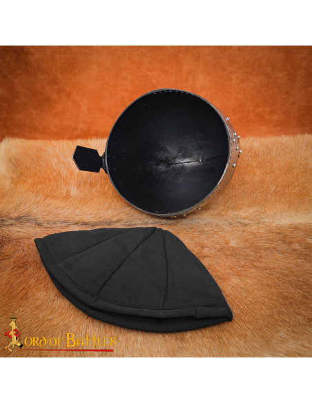 Medieval Padded Hat in Black Cotton