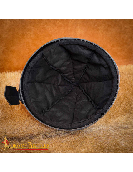 Medieval Padded Hat in Black Cotton