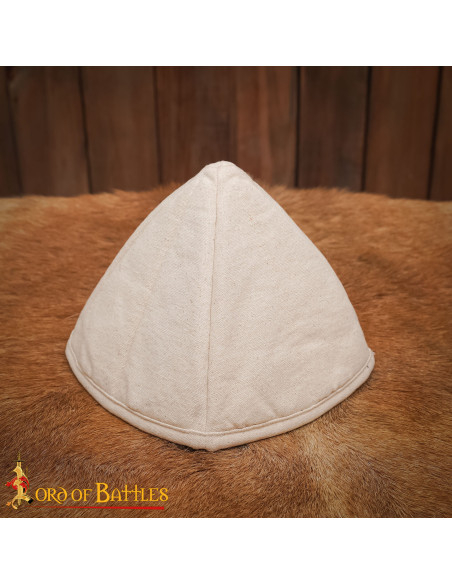 Natural White Cotton Padded Medieval Cap