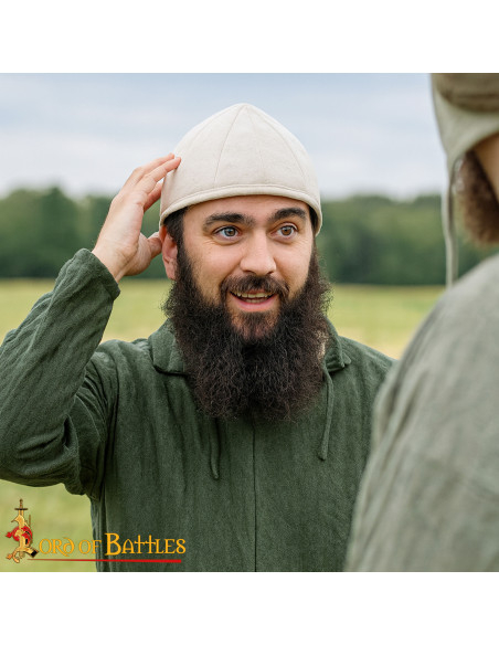 Natural White Cotton Padded Medieval Cap