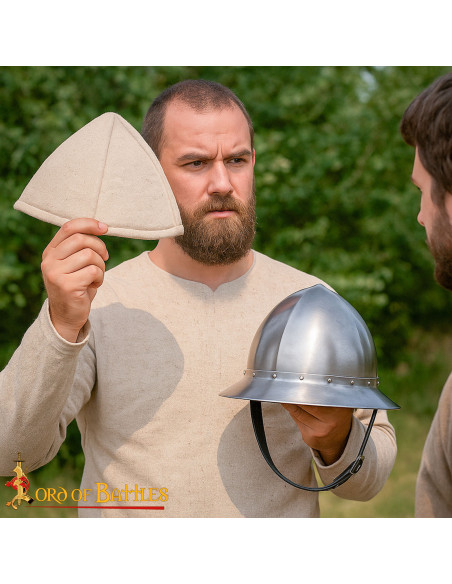Natural White Cotton Padded Medieval Cap